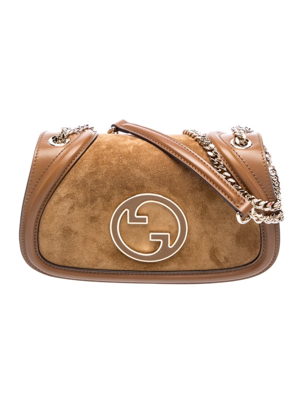 Gucci Blondie Médium Tan Suede and Leather Shoulder Bag with Gold Chain